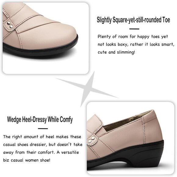 Kordal Women's Pink Slip-Ons Lightweight Leather Stylish Casual Loafers Shoes - Picture 4 of 9